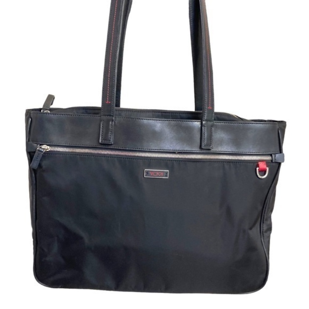 Tumi black nylon and leather laptop tote bag